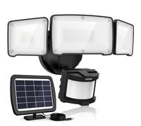 LEPOWER Solar Security Lights Outdoor Motion Sensor 1600LM LED Super Bright Solar Motion Sensor Light, 5500K IP65 Waterproof Outdoor Flood Light with 3 Adjustable Heads for Yard, Garage（Black）