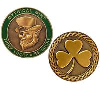 Leprechaun Coins 2-Pack by Mythical Mint - Irish Challenge Coins with Shamrock & Celtic Knot - St. Patrick’s Day Lucky Tokens - Metal Coins with Antique Finish (2-Pack, 1, Coin)