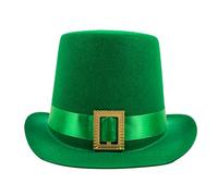 Leprechaun Costume St. Patrick's Green Hat with Shamrock St Patrick's Day Accessories Clover Leprechaun Headwear One Size Irish Fancy Dress Costume (Green, One Size)