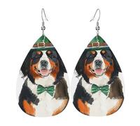 Leprechaun Hat On Three Large Clovers Leather Earring Printed Earring Fashion Leather Earrings For Women Beach