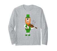 Leprechaun Playing Fiddle, Violin St Patrick's Day Violinist Long Sleeve T-Shirt
