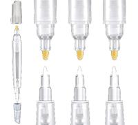 Leprera Set of 6 Blank Refill Paint Markers Double End Refillable Paint Pens Empty Refillable Marker for Painting, Fill