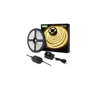 Lepro 10m LED Strip Lights 3000K Warm White, 600 LEDs, 1800 lm, Dimmable Flexible Tape for Bedroom, Hallway, Stairs, Cupboards (UK)