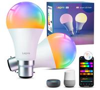 Lepro 10w B2 AI Smart Bulb Bayonet, 1100lm WiFi Bulb B22, Music Sync Colour Changing Light Bulbs, Voice Control, AI Lighting Design Assistant, Works with Alexa & Google Assistant, RGB Dimmable,2 Packs