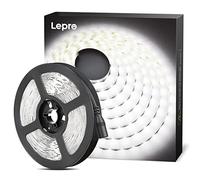 Lepro 12V LED Strip Light 5M (LED Strip Light ONLY, No Power Supply), Cool White 6000K, 300 LEDs, 2300lm Bright Daylight Tape Light for Kitchen Cabinet Bar Van TV Mirror and More