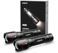 Lepro 2 Pack Led Torch Super Bright, Le2000 Powerful Flashlight Battery Powered, Water Resistant, 5 Modes, Zoomable, Pocket Size