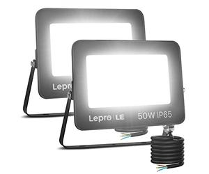 Lepro 50W Led Floodlight Outdoor, 4250LM LED Security Lights, 350W Incandescent Lamp Equivalent, Waterproof IP65, Daylight White Outdoor Lights for Warehouse, Backyard, Pack of 2 [Without Sensor]