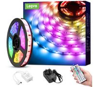 Lepro 5M Led Strip Light Kit, Remote Control, Dimmable, Rgb Color Changing, Stick On, Plug In
