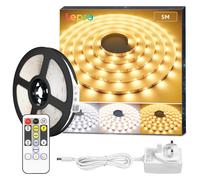 Lepro 5M LED Strip Lights, Warm White to Cool Daylight, Dimmable and Tunable with Remote, Stick-on LED Light for Bedroom, Desk, Mirror, Wall