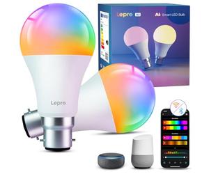 Lepro AI B22 Smart Bulb, 1100lm Bayonet WiFi Light Bulb, 10W=75W, 2 Pack