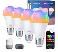 Lepro AI Smart Bulb E27, 1100LM Music Sync WiFi Bulb, Voice Control Screw Light Bulbs, Personalized AI Lighting Designer, Colour Changing Bulb, Work with Alexa & Google Assistant, 4 Packs