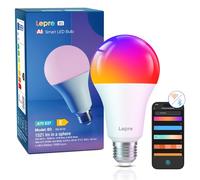 Lepro AI E27 Smart Bulb, 12W 1520lm RGB Screw Bulb, Colours Changing, Tunable White 2700K-5700K, App & Voice Control, Dimmable, Music Sync, Schedule, Energy Saving, Works with Alexa & Google Home
