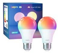 Lepro AI Smart Bulb E27, Music Sync WiFi Bulb, Voice Control Smart Screw Bulb, Colour Changing Light Bulbs, Work with Alexa & Google Assistant, Personalized AI Lighting Designer, 2 Packs