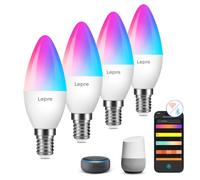 Lepro AI Smart Bulb E14, Colour Changing, Dimmable, Works with Alexa/Google