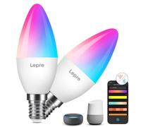 Lepro AI Smart Bulb E14, Colour Changing, Dimmable, Works with Alexa/Google