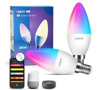 Lepro AI Smart Bulb E14, Music Sync WiFi Bulb, Voice Control Screw Blub, Color Changing Light Bulbs, Work with Alexa & Google Assistant, Personalized AI Lighting Designer, 2 Packs