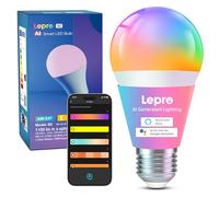 Lepro AI Smart Bulb E27, 1100LM Music Sync WiFi Bulb, Colour Changing & Voice Control Bluetooth Screw Light Bulbs, Personalized AI Lighting Designer, Work with Alexa & Google Assistant