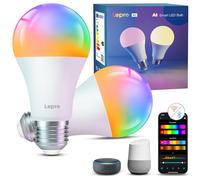Lepro AI Smart Bulb E27, 1100LM Music Sync WiFi Bulb, Voice Control Screw Light Bulbs, Personalized AI Lighting Designer, Colour Changing Bulb, Work with Alexa & Google Assistant, 2 Packs