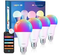 Lepro AI Smart Bulb E27, 4 Packs 1520LM Colour Changing Light Bulb, 12W(100W) WiFi Bulbs, Schedule & Timer, Work with Alexa & Google Assistant, Personalized AI Lighting Designer