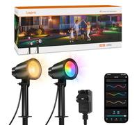 Lepro AI Smart Garden Spot Lights RGBIC, 800LM Warm & Daylight Dimmable | 2-in-1 Outdoor Spike Lights, 16M Colors DIY APP Control, IP65 Waterproof Group Timers Pathway Lighting for Patio, Yard, Fence