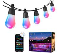 Lepro AI Smart Outdoor String Lights 15m, Festoon Lights Outdoor Waterproof IP65, Warm White & RGB Colour Changing, Personalized AI Lighting Designer, Works with Alexa & Google, 2.4G WiFi