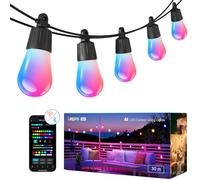 Lepro AI Smart Outdoor String Lights 30m, Festoon Lights Outdoor Waterproof IP65, Warm White & RGB Colour Changing, Personalized AI Lighting Designer, Works with Alexa & Google, 2.4G WiFi