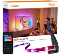 Lepro STV1 AI Smart TV Backlight for 55-65in TVs, Sync with Screen, RGB+IC | 3.6M TV LED Lights with Camera, Works with Alexa and Google Assistant, App & Voice Control, for Immersive Gaming, Home Cinema