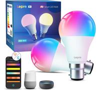 Lepro B1 Ai Smart Bulb Bayonet, Music Sync B22 Wifi Bulbs, Ai Lighting Design Assistant, Work With Alexa & Google Home, 2 Packs