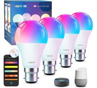 Lepro B1 Ai Smart Bulb Bayonet, Music Sync B22 Wifi Bulbs, Ai Lighting Design Assistant, Work With Alexa & Google Home, 4 Packs
