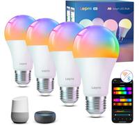 Lepro B2 Ai Smart Bulb E27 Screw, Music Sync, 1100Lm Wifi Bulb, Ai Lighting Design Assistant,work With Alexa & Google Home,4 Packs