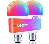 Lepro B22 AI Smart Bulb, 1521LM Smart Light Bulb, 12W, Schedule & Timer, Energy Saving, 16 Million Colors, Work with Alexa & Google Assistant, Personalized AI Lighting Designer, 2 Packs