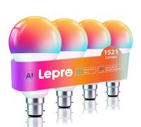 Lepro B22 AI Smart Bulb, 1521LM Smart Light Bulb, 12W, Schedule & Timer, Energy Saving, 16 Million Colors, Work with Alexa & Google Assistant, Personalized AI Lighting Designer, 4 Packs