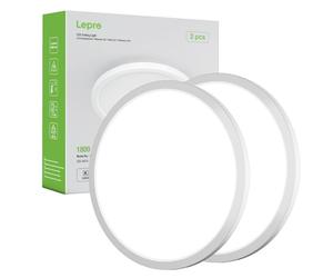 Lepro Bathroom Light, 18W, 1800lm 5000K, IP44 Waterproof, Ø22cm, 2 Pack