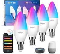 Lepro Bc1 Ai Smart Bulb E14, Music Sync Wifi Bulb, Ai Lighting Design Assistant, Work With Alexa & Google Assistant, 4 Packs