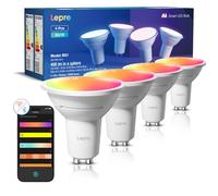Lepro BG1 AI GU10 Smart Bulb, 400lm Dimmable WiFi Smart GU10 LED Spotlight Bulbs, Music Sync, Works with Alexa & Google, RGB Colour Changing & Tunable White, Personalized AI Lighting Designer, 4-Pack