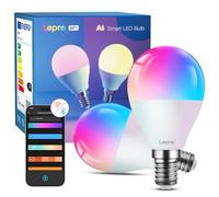Lepro BP1 AI Smart Bulb E14 P45, RGBWW Colour Changing, 4.9W 470LM, 2 Pcs | Dimmable via App/Voice, Music Sync, Alexa Light Bulbs, 2.4GHz WiFi/Bluetooth, RGB+CCT, Small Edison Screw SES, 47x89.5mm