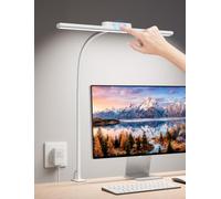 Lepro Clamp Desk Lamp, 750lm Dimmable Eye-Caring LED Desk Light for Monitor | Touch Control, 5 Brightness Levels & 5 Colour Modes, Flexible Office Desk Lamp for Reading, Crafts, Adapter Included, White