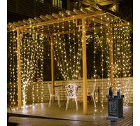 Lepro Curtain Lights Plug in, 3m x 3m 300 LED Warm White Curtain Fairy Lights, 8 Modes Fairy Window Lighting Mains Powered for Birthday, Wedding, Party, Garden, Gazebo, Bedroom, Christmas Decorations