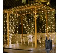 Lepro Curtain Lights Plug In, 3M X 3M 300 Leds, 8 Modes, Warm White Fairy Curtain Lights Mains Powered, Suit For Party, Gazebo
