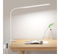 Lepro Desk Lamp Clamp, 460lm Eye-Caring Clip on LED Desk Light, 10 Levels Dimmable, USB Powered Bedside Lamp, 3 Modes Gooseneck Task Light for Nails, Crafts, Studying & Home Office, White