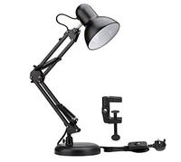 Lepro Desk Lamp, E27 Swing Arm Desk Lamp with Clamp, Classic Table Lamp | Sl lack Metal, E27 Base, Adjustable Arm, Ideal for Study, Work, Reading, Crafts, Dorm Rooms