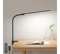 Lepro Desk Lamp With Clamp Black, 3 Colour Modes X 10 Brightness Levels, 460Lm, Dimmable, Usb Plug, Adaptor Not Included