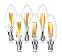 Lepro E14 LED Light Bulb, LED Candle Bulbs Small Screw, 4W 470lm, 40W Equivalent SES E14 Bulb Vintage, Warm White 2700K C35 Light Bulbs, 360° Beam Angle, Clear Filament, Non-dimmable, Pack of 6