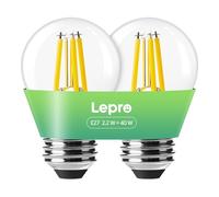 Lepro E27 Golf Ball Bulb, A-Rated Ultra-efficient LED Bulb, 2.2W = 40W, 470lm, Warm White 2700K, 50000H Lifespan, Edison Screw ES, Clear Filament, Non-dimmable, Pack of 2
