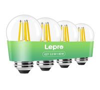 Lepro E27 Golf Ball Bulb Ultra-efficient LED Bulb, 2.2W = 40W, 470lm, Warm White 2700K, 50000H Lifespan, Edison Screw ES, Clear Filament, Non-dimmable, Pack of 4