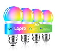 Lepro AI E27 Smart Bulb, 8.5W=60W 806lm LED Screw Bulbs, WiFi Bulb 4 Packs | RGB Colour Changing & Tunable White 2700K-5700K, App Control, Dimmable, Schedual& Timer, Works with Alexa & Google Home