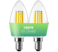 LEPRO Filament LED Light Bulb - E14, Warm White, Twin Pack