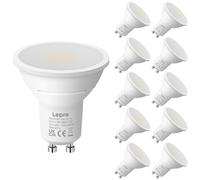 Lepro GU10 LED Bulbs, Cool White 6500K, 4.5W 345lm Daylight Led Bulbs, No Flickering, 50W Halogen Bulb Equivalent, Non-dimmable Energy Saving Light Bulbs, 100° Wide Beam, 10 Packs