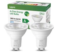 Lepro GU10 LED Bulbs Cool White, Energy Class A, 2W=50W, 50000H Long Life | 360LM, 6500K Daylight White, 38° Beam Angle, 96% Energy Saving, Non-Dimmable, Spotlight for Ceiling & Recessed Lights,2 Packs