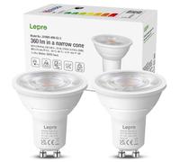 Lepro GU10 LED Bulbs, Warm White 2700K, A Energy Class, 360LM, 2W (50W Equivalent), 38° Beam Angle, 50000H Long Life, 96% Energy Saving Spotlight Bulb, Non-Dimmable, 2 Packs